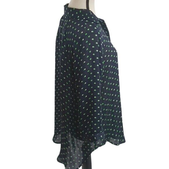 CAbi Button Front Blouse Womens XS Navy Green Sheer Lightweight Geometric - Picture 4 of 6